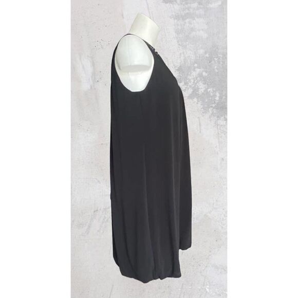 ALYX Black Casual Dress Halter Top Sleeveless Ruched Hem Rhinestones‎ Sz M - Picture 2 of 7